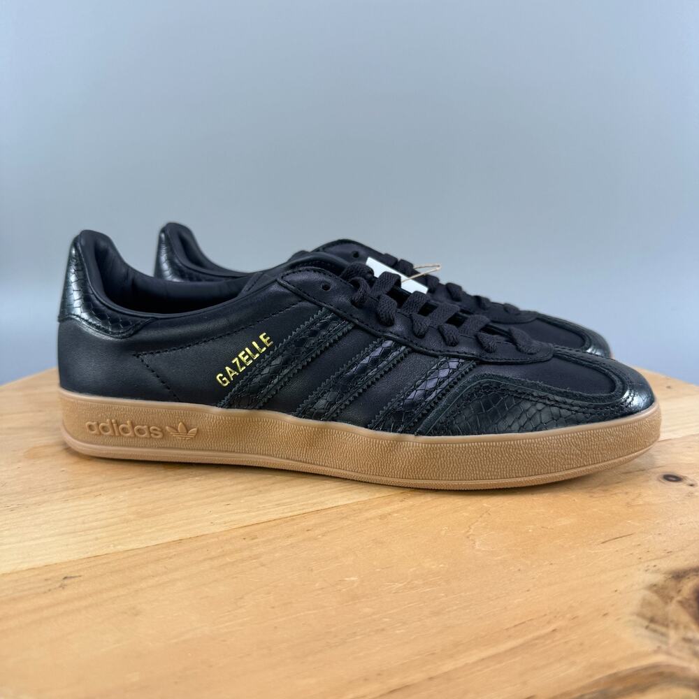 Adidas Gazelle Indoor Mens Size‎ 8.5 Shoes Black Core/Gum Snakeskin Pack NEW